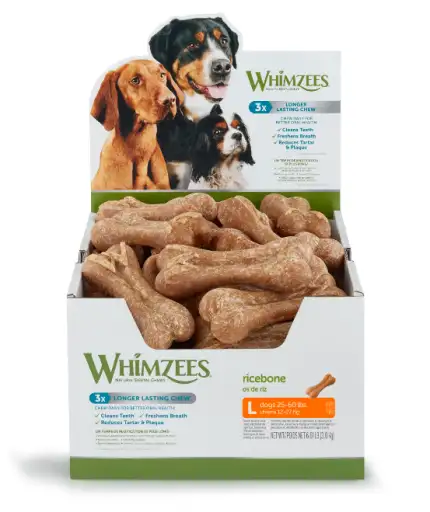 Whimzees Caja de Snacks Huesos de Arroz XL