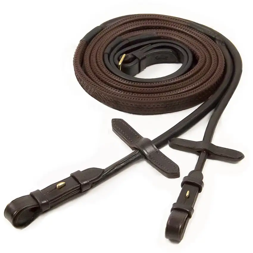 Schockemöhle Riendas Premium Caucho Marron oscuro/Oro