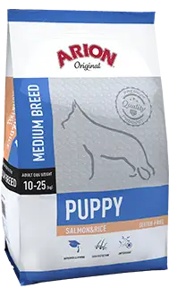 Arion Pienso Original Puppy Medium de Salmón y Arroz para Cachorros de Raza Mediana