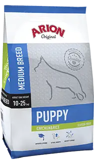 Arion Pienso Original Puppy Medium de Pollo y Arroz para Cachorros de Raza Mediana