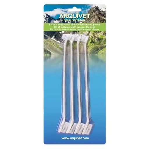 Arquivet Kit 4 Cepillos de Dientes Dobles para Perros y Gatos