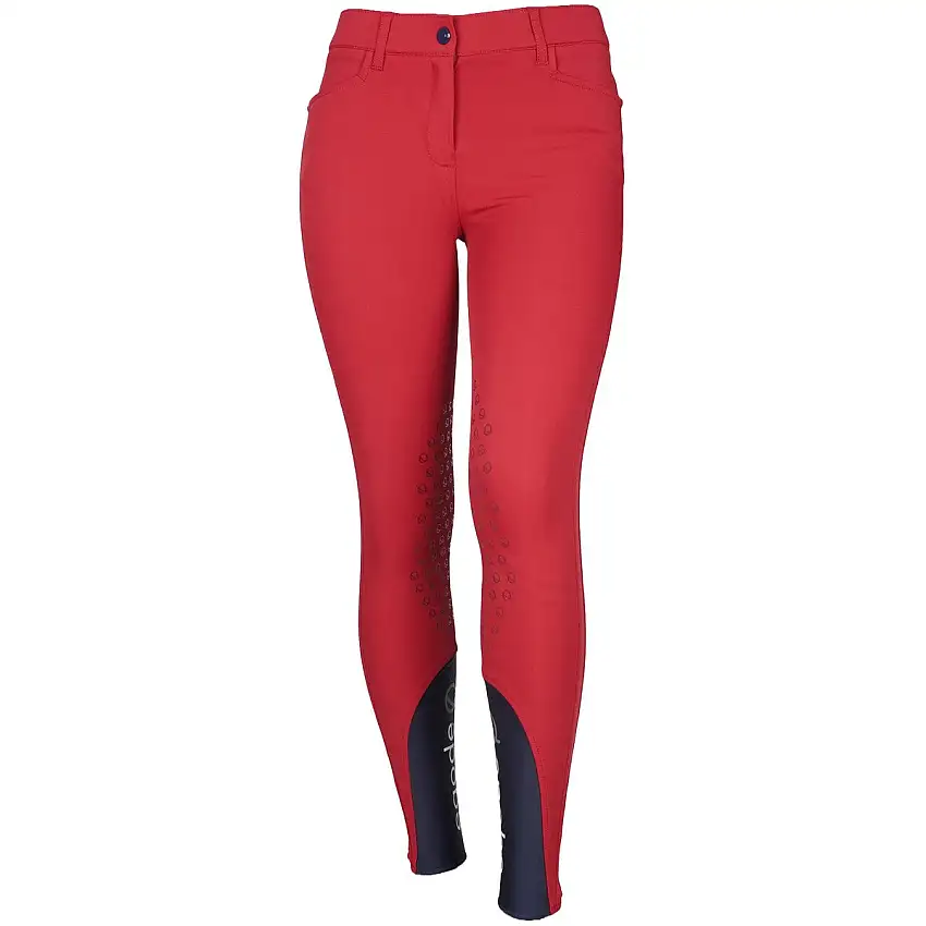 EQODE by Equiline Pantalón de Equitación Delma Agarre de Rodilla Cereza