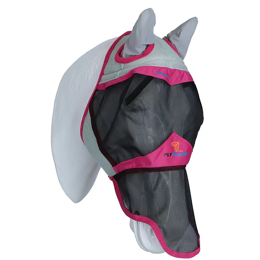 Shires Máscara para Moscas Air Motion con Orejas y Nariz Rosa