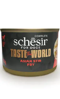 Comida húmeda para perros Schesir Dog Taste the World con pollo salteado al estilo asiático | 8 x 150 g