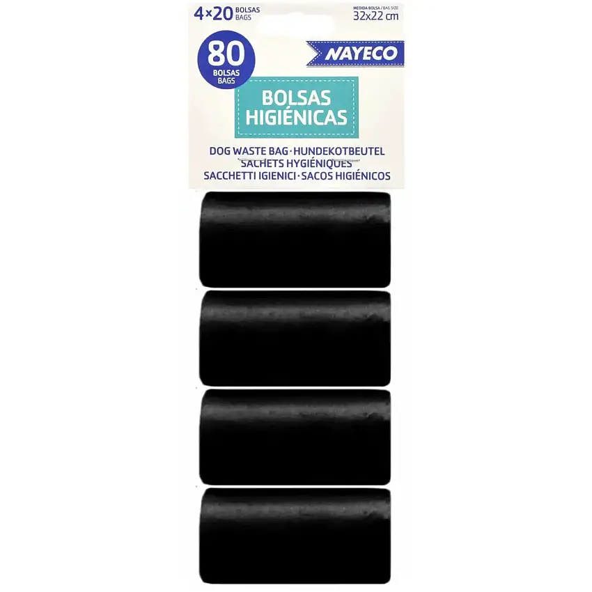 Bolsas Higiénicas 4 Rollos de 20 Bolsas Negro