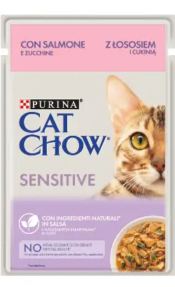 Cat Chow Adult Sensitive Salmon & Courgette Wet Cat Food | Wet (Bag) | 26 x 85 g
