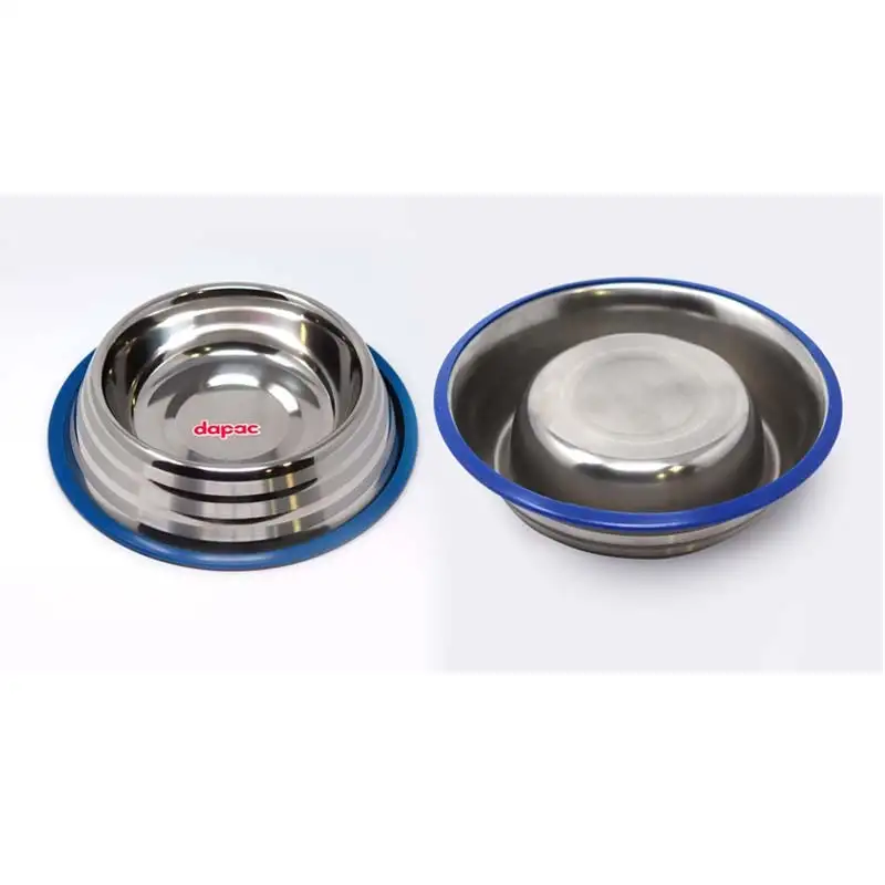 Comedero acero inoxidable con rayas antideslizante, recubrimiento silicona 16 cm