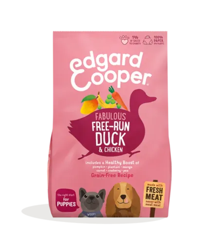 Edgard & Cooper Pienso sin Cereales para Cachorros de Pato y Pollo Frescos