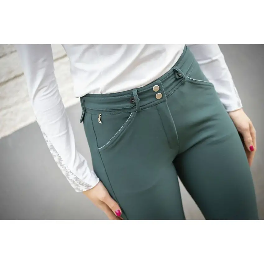 Pénélope Pantalón de Equitación Point Sellier Verde Bosque