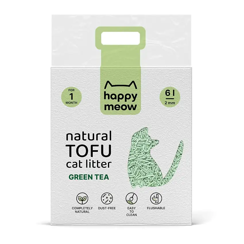 Happy Meow Natural Tofu Aglomerante Te Verde para gatos