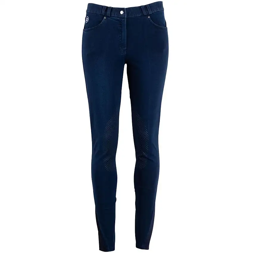Montar Pantalón de Equitación Nova Clásico FG Rebel Logo Silicona Asiento Completo Denim