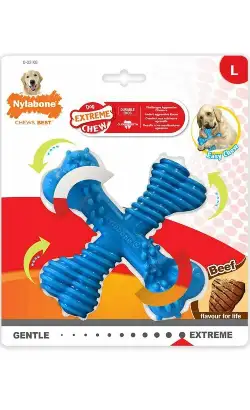 Nylabone Dog Dura Chew X Bone Beef Dog Toy | L - 13 cm