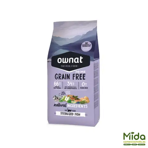 Pienso OWNAT Grain Free Prime Sterilized Fish para Gatos Esterilizados
