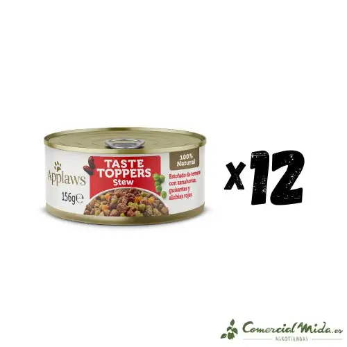 APPLAWS DOG LATA TOPPER Estofado de Ternera y Verduras Pack 12X156g