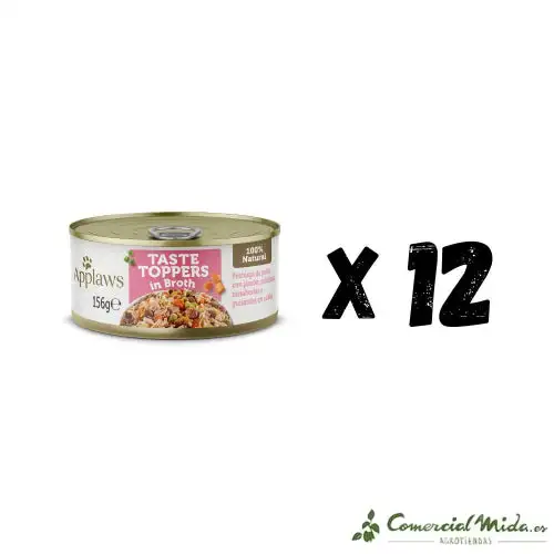 APPLAWS DOG LATA TOPPER Pollo Jamón Verduras en Caldo Pack 12X156gr
