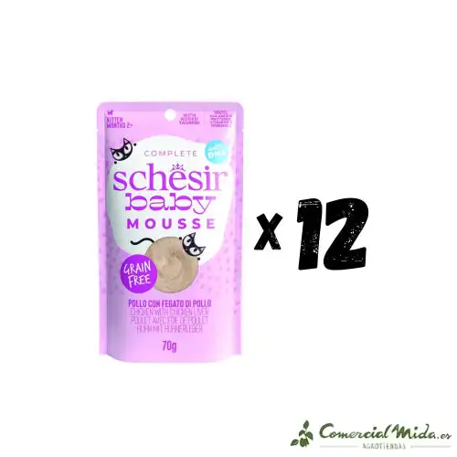 SCHESIR GATO BABY Pollo con Hígado de Pollo en Mousse Pack 12x70gr