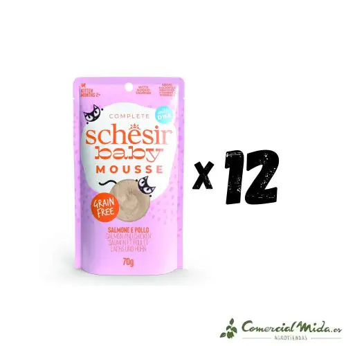 SCHESIR GATO BABY Pollo con Salmón Mousse Pack 12x70gr