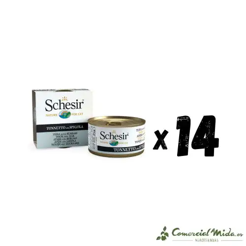 SCHESIR GATO LATA Atún con Lubina en Gelatina Pack 14x85gr