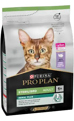 Alimento para gatos adultos esterilizados Pro Plan Cat Renal Plus con pavo y arroz | 10 kg