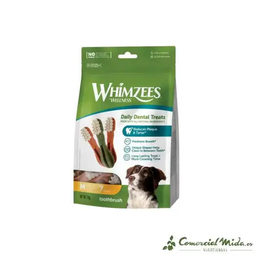 SNACKS WHIMZEES BAG TOOTHBRUSH M WEEK Snacks Dental para Perros de Razas Medianas 7UDS