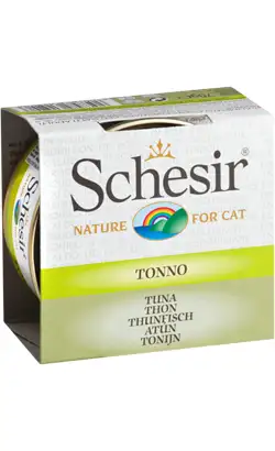 Alimento húmedo para gatos Schesir con atún en caldo | Lata | 12 x 70 g