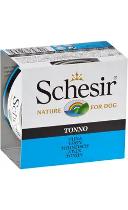 Alimento húmedo para perros Schesir Dog con atún en gelatina | Lata | 10 x 150 g