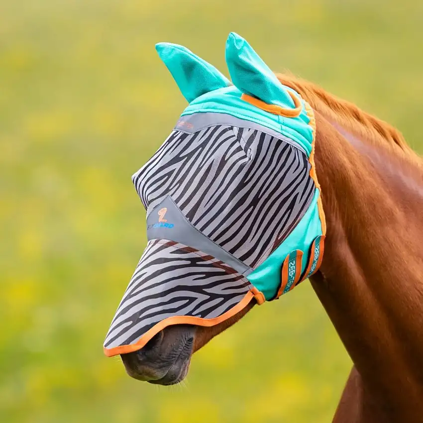 Shires Máscara Antimoscas Malla Fina con Orejas y Nariz Zebra