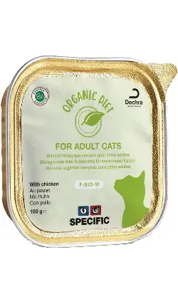 Alimento húmedo para gatos Specific Cat F-BIO-W de pollo orgánico | Húmedo (terrina) | Caja con 8 terrinas de 100 g