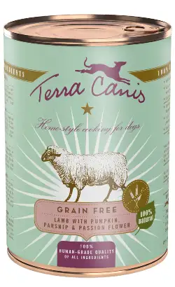 Alimento Húmido para Cão Terra Canis Sem Cereais Cordeiro com Abóbora, Pastinaga e Passiflora | Wet (Lata) | 400 g