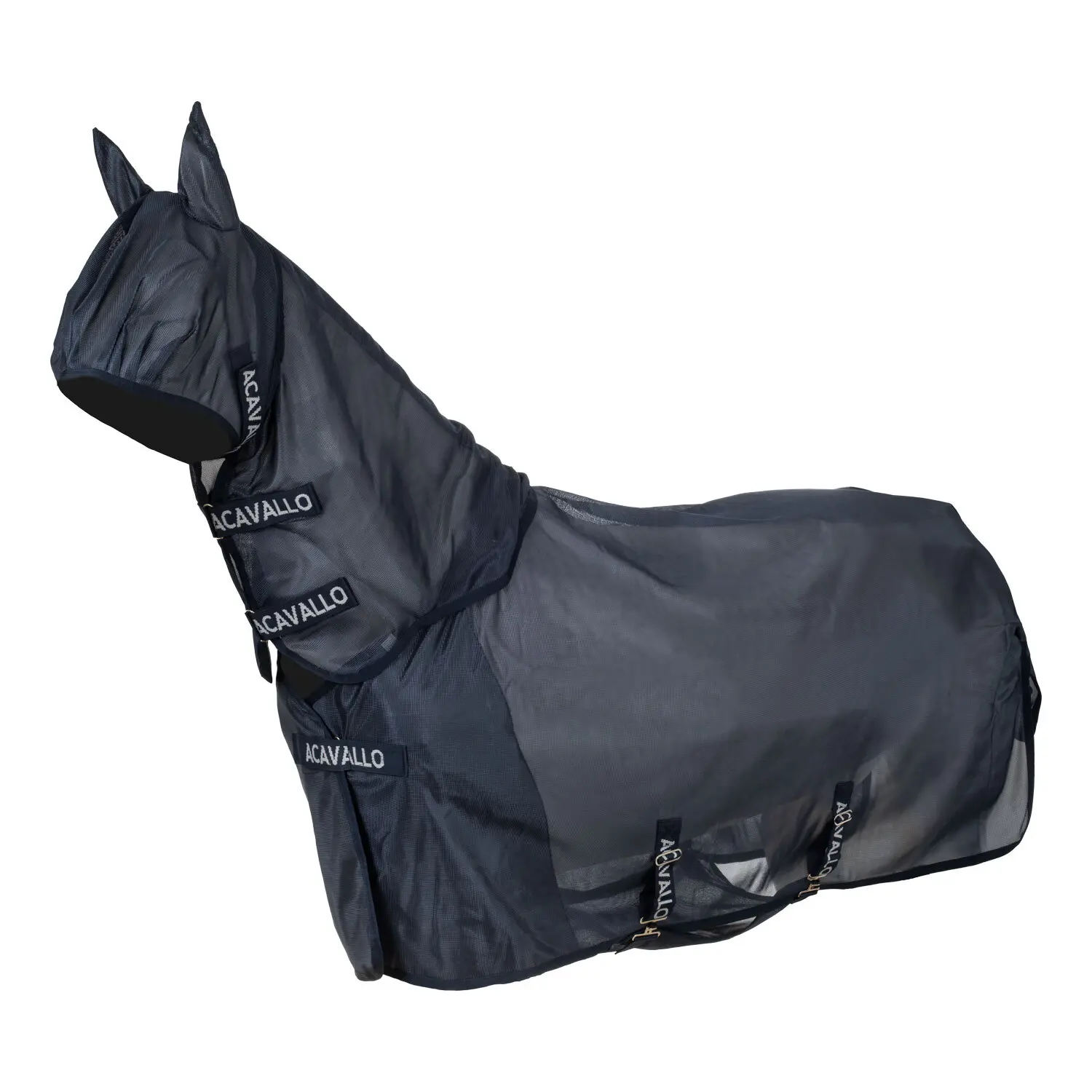 Manta antimoscas para caballos con cubrecuellos y máscara
