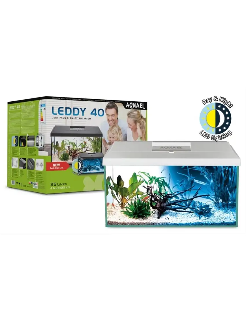 Acuario Leddy Set D&N 40 Aquael (ACUARIO DE AGUA DULCE) (Negro) ¡ENVÍO GRATIS A PENÍNSULA!