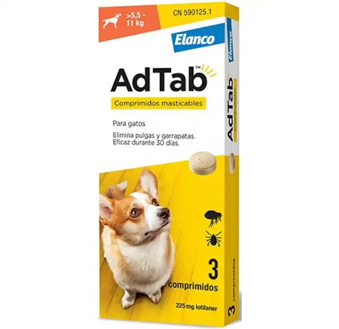 Adtab 225mg 3 comprimidos masticables Perros 5,5-11kg