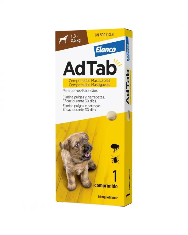 Adtab antiparasitario perro 56 mg 1,3 - 2,5 kg