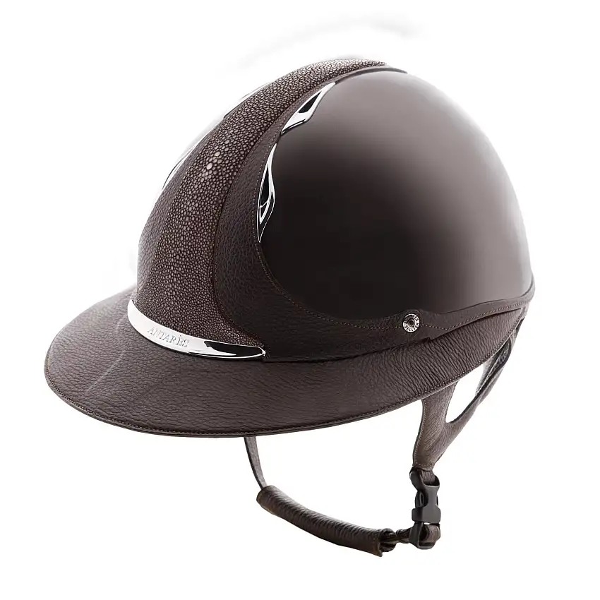 Casco de equitación con visera polo brillante Shagreen Premium Bison