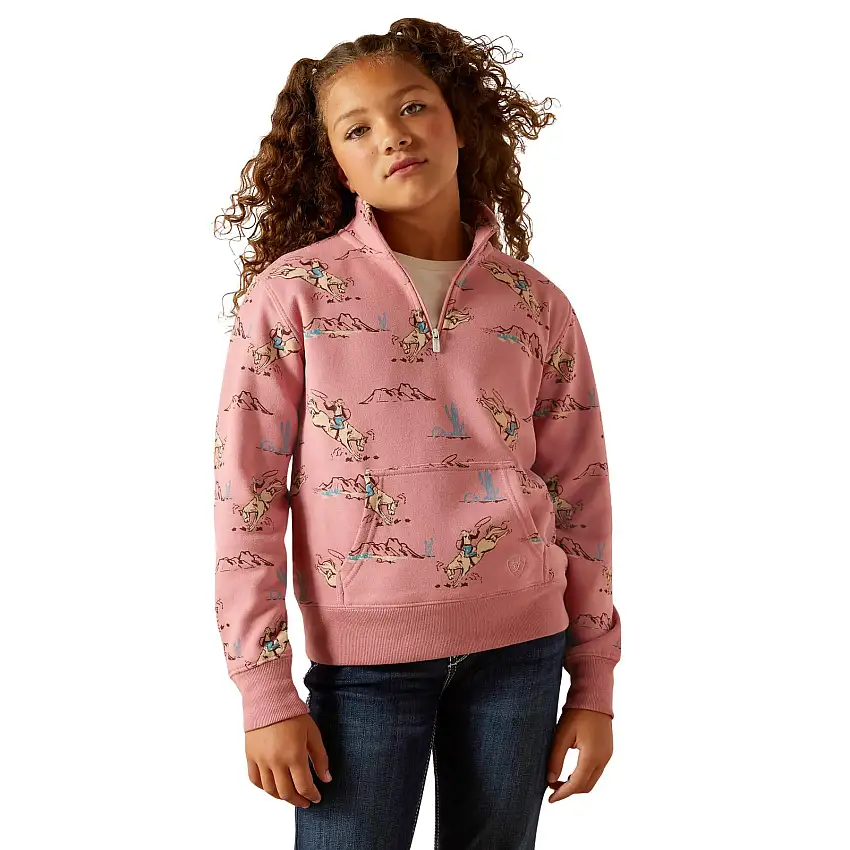 Sudadera con cremallera 1/4 para niña Bronc Scene