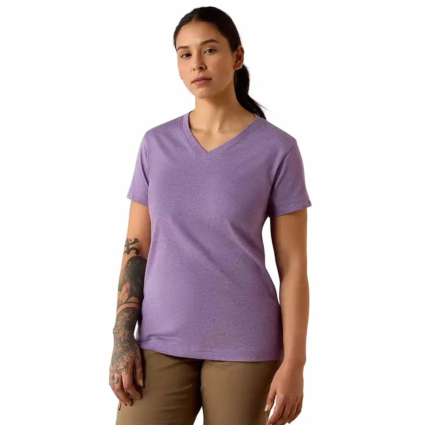 Camiseta de cuello en V para mujer Rebar