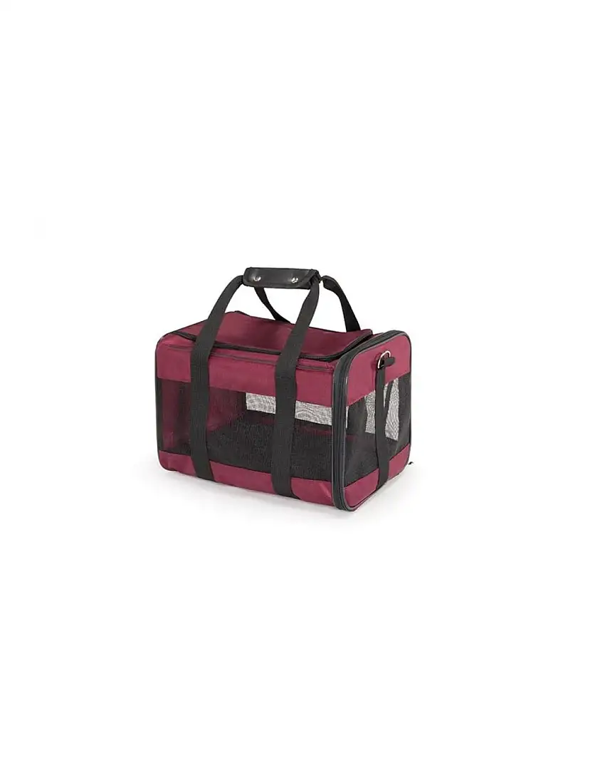 Bolso para transporte de perros en color burdeos