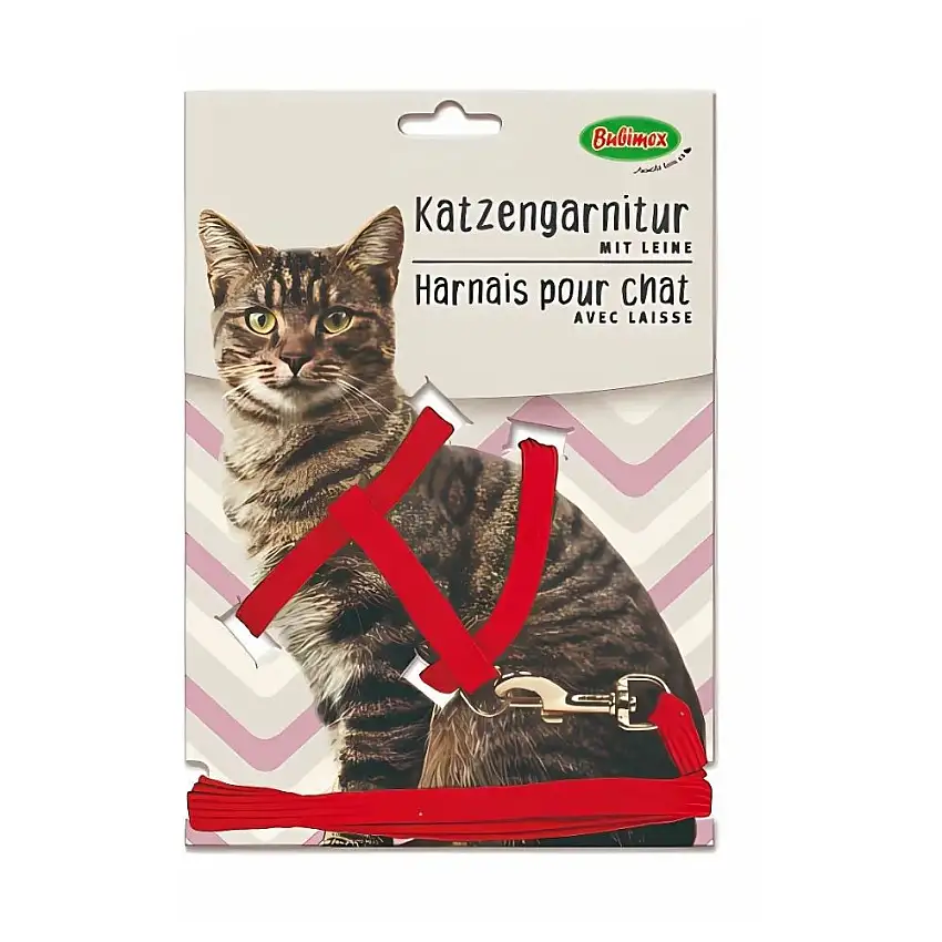 Bubimex Arnes y Correa Rojo Ajustable para Gatos