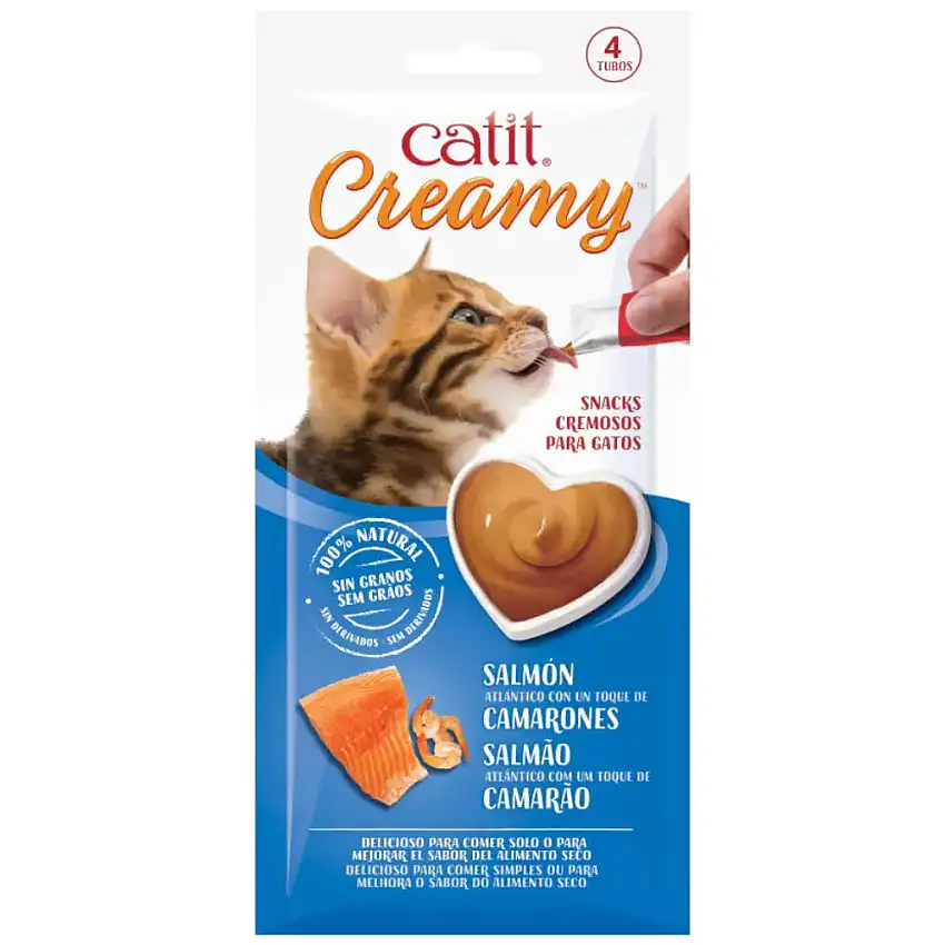 Catit Creamy Snack Salmón y Gambas Pack 4X10 g