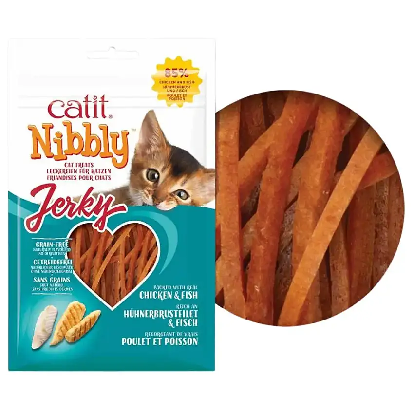 Catit Snack Nibbly Jerky Pollo y Pescado Gatos 30 g