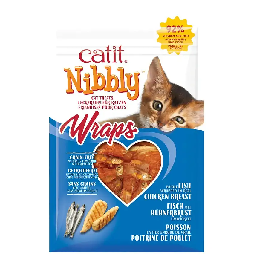 Catit Snack Nibbly Wraps Pollo y Pescado Gatos 30 g