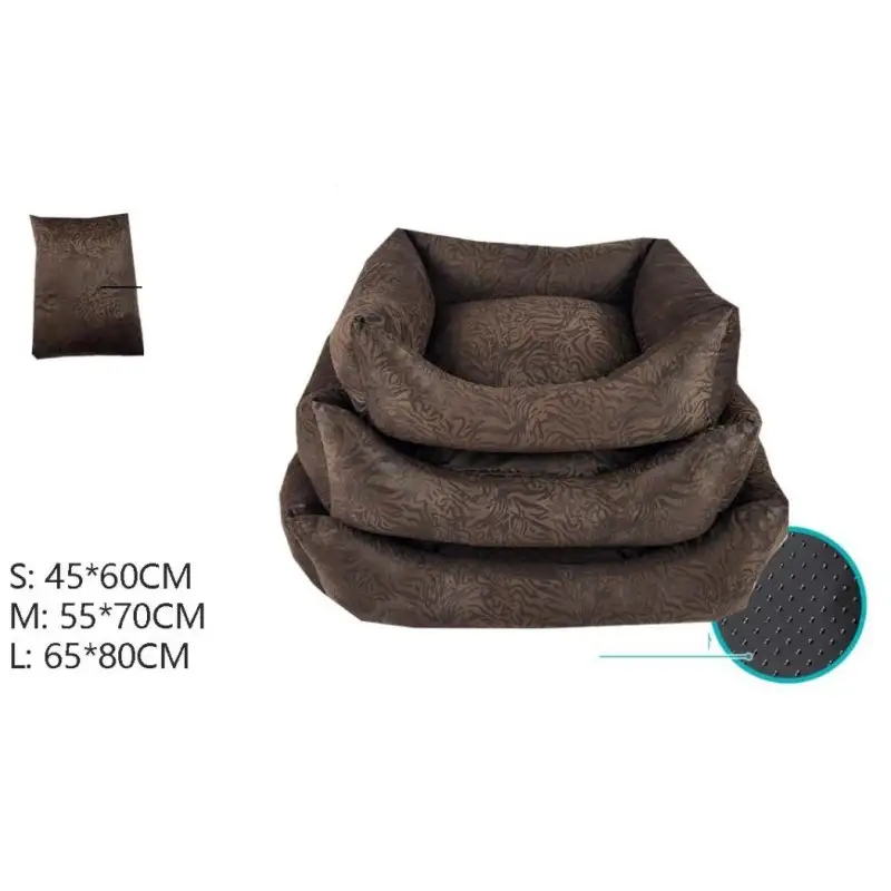 CUNA PARA MASCOTAS MARRÓN CHOCOLATE CON RASO