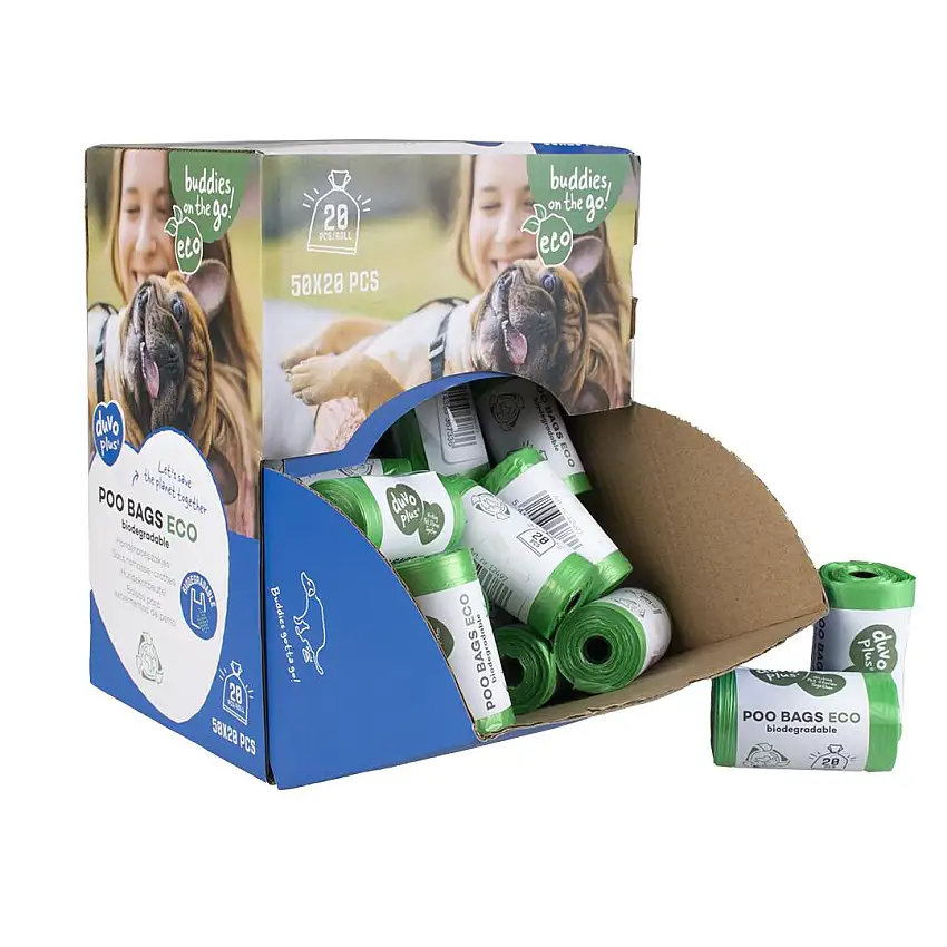 Rollo de 20 bolsas biodegradables para cacas de perro Eco (x16)