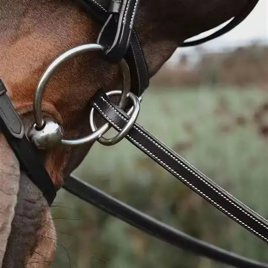 Riendas para caballo de goma con 7 topes de cuero, cierre de anillas, sin cuello