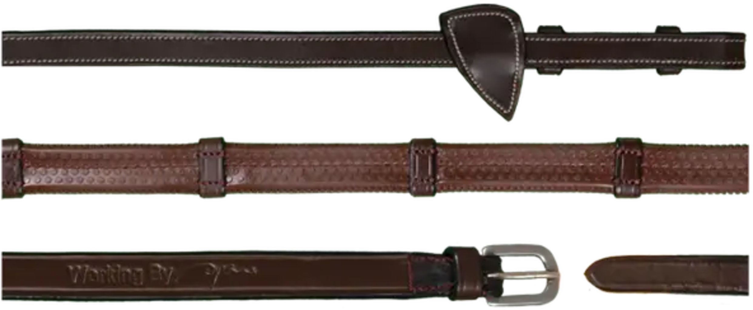 Dy'on Working by Dyon - Riendas de Goma de 13 mm (1/2'') con 7 Muescas de Cuero, Full, Negro