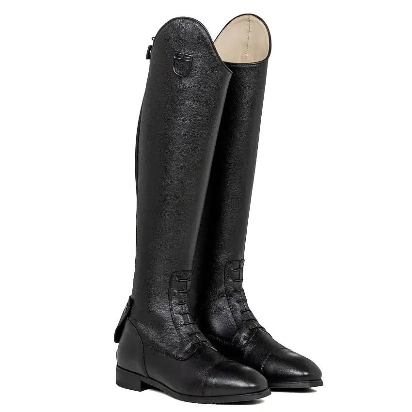 Botas de montar de cuero de ternera con cordones en la parte delantera de la pantorrilla XS