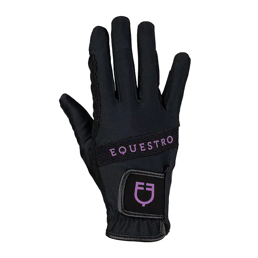 Guantes de equitación de tejido técnico con logo multicolor