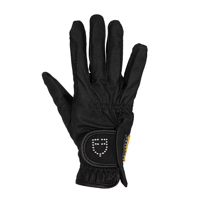 Guantes d'équitation avec logo pailleté femme d