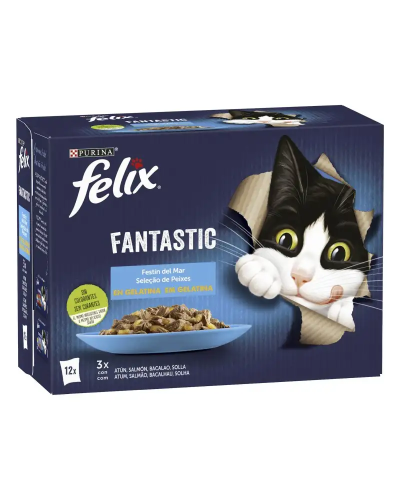 Felix húmedo gato Fantastic festín mar gelatina 12x85 gr