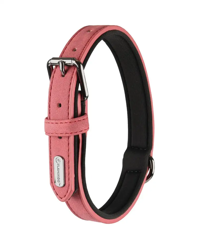 Flamingo collar perro cuero rojo